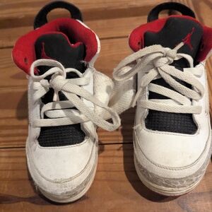 Jordan Kids White and Red Sneakers